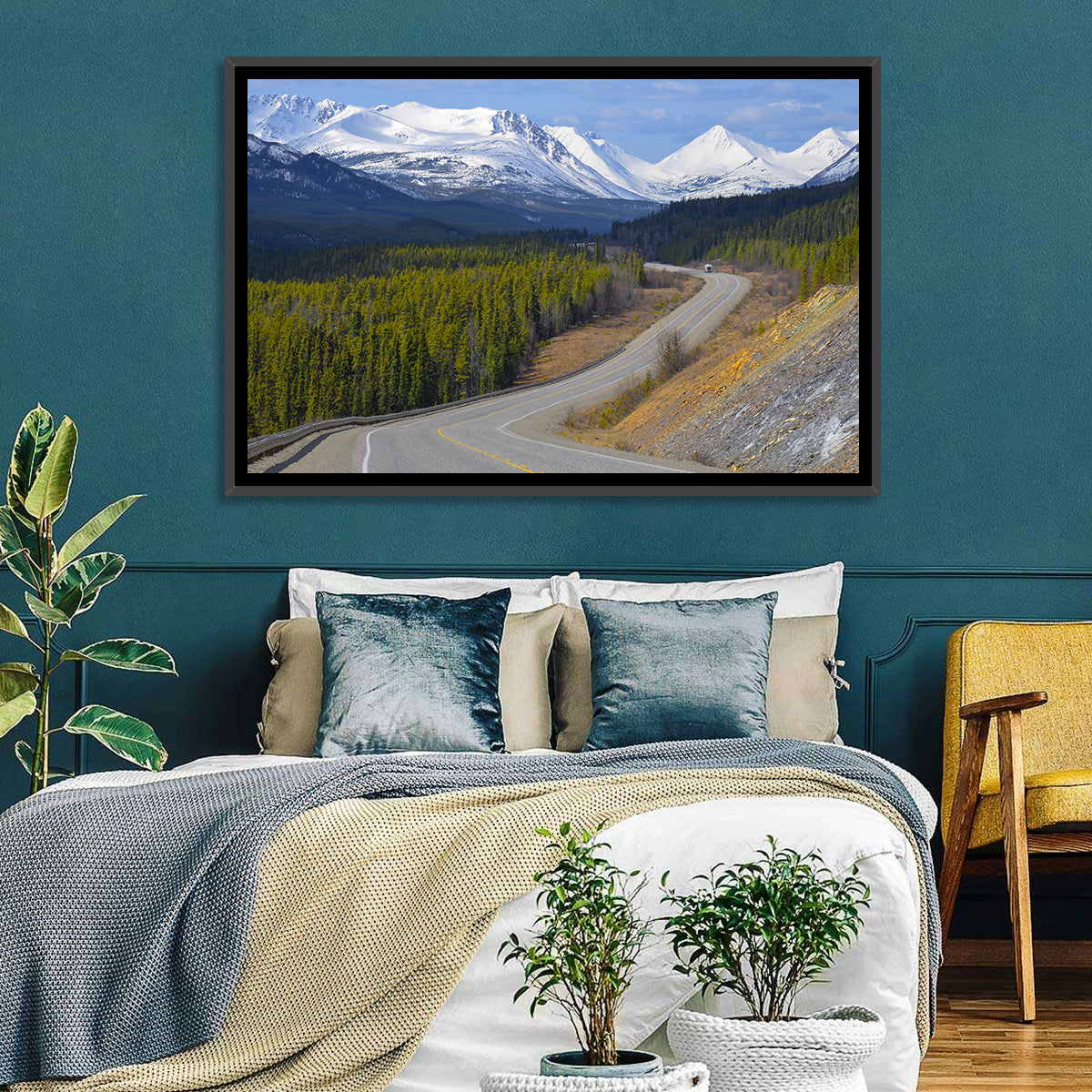 Alaska Highway Winding Road and Rv Wall Art in a room, landscape