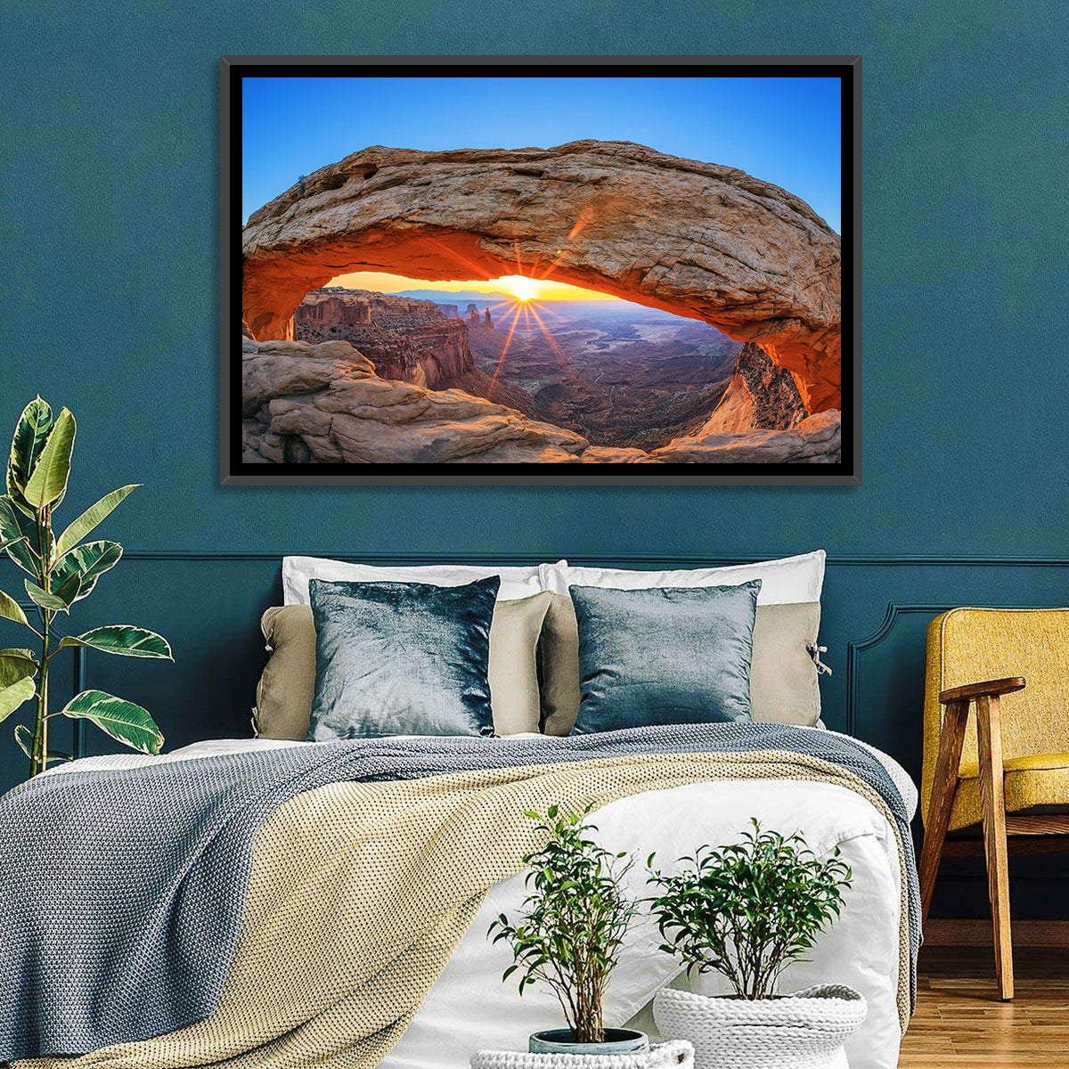 Mesa Arch Sunburst Wall Art in a room, landscape