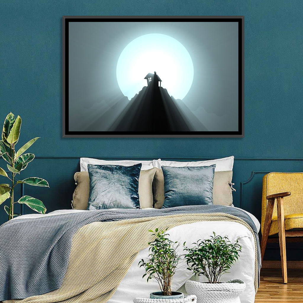 Moonlit Mountain Hut Wall Art