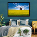Red Barn in Golden Wheat Field Wall Art