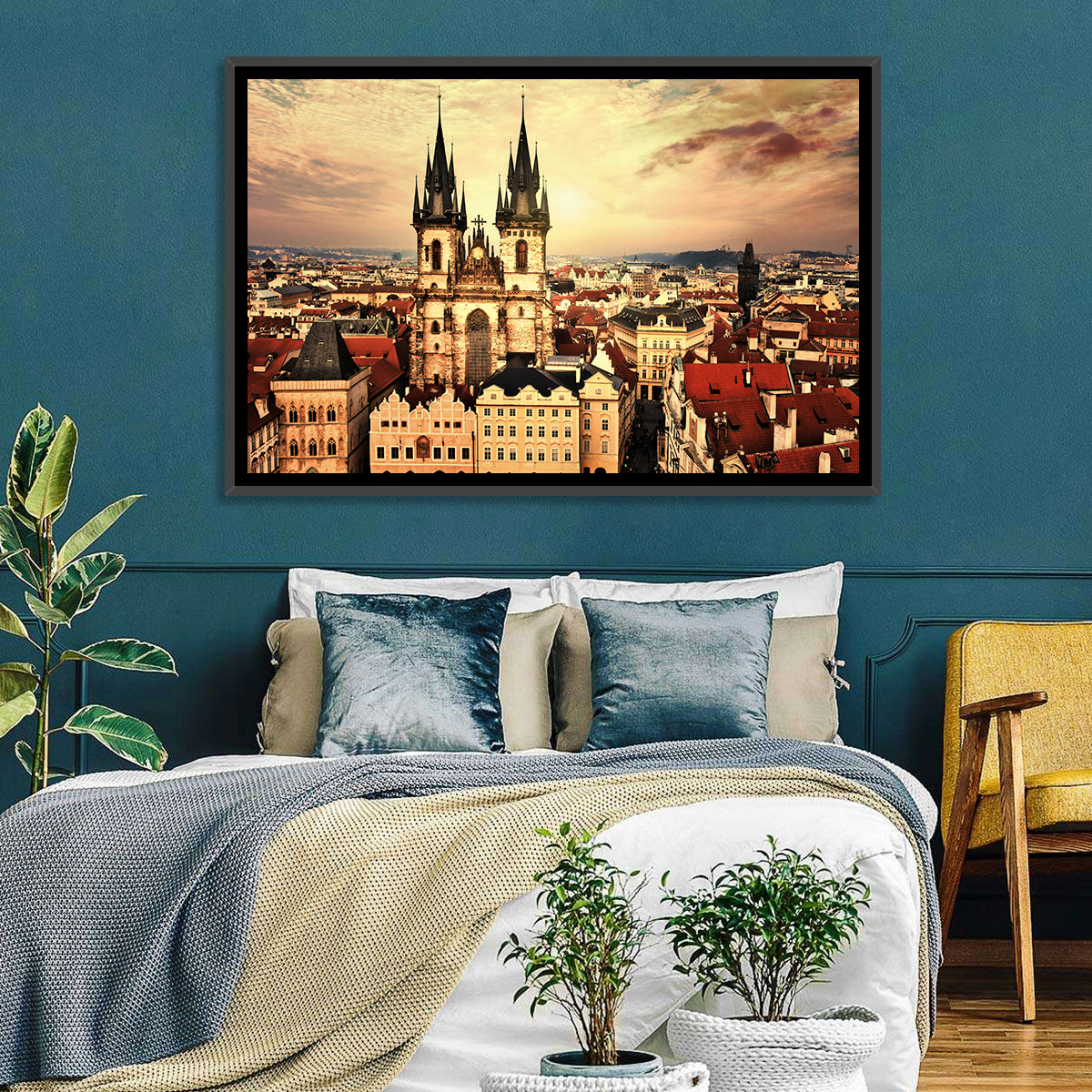 Prague Old Town Skyline at Golden Hour Wall Art