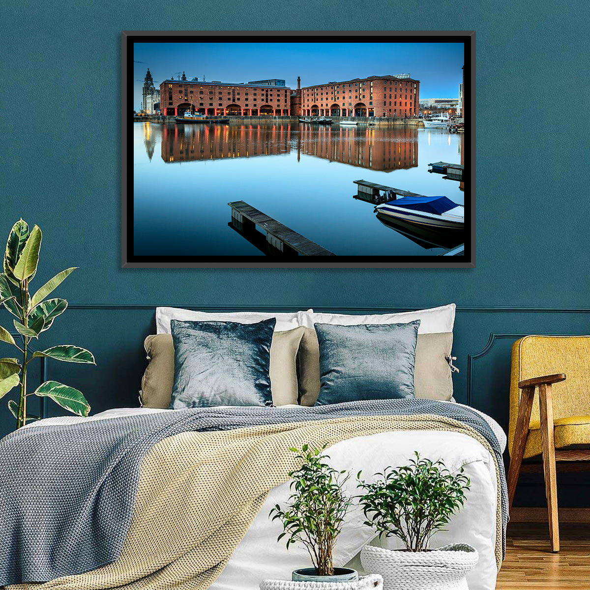 Royal Albert Dock Reflections, Liverpool Wall Art in a room, landscape