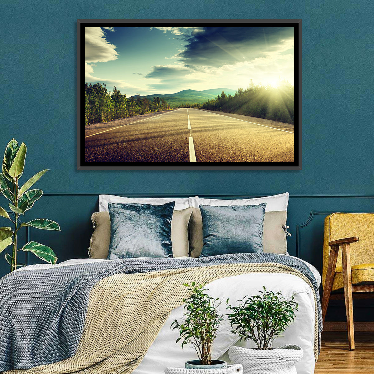 Sunlit Asphalt Road Wall Art