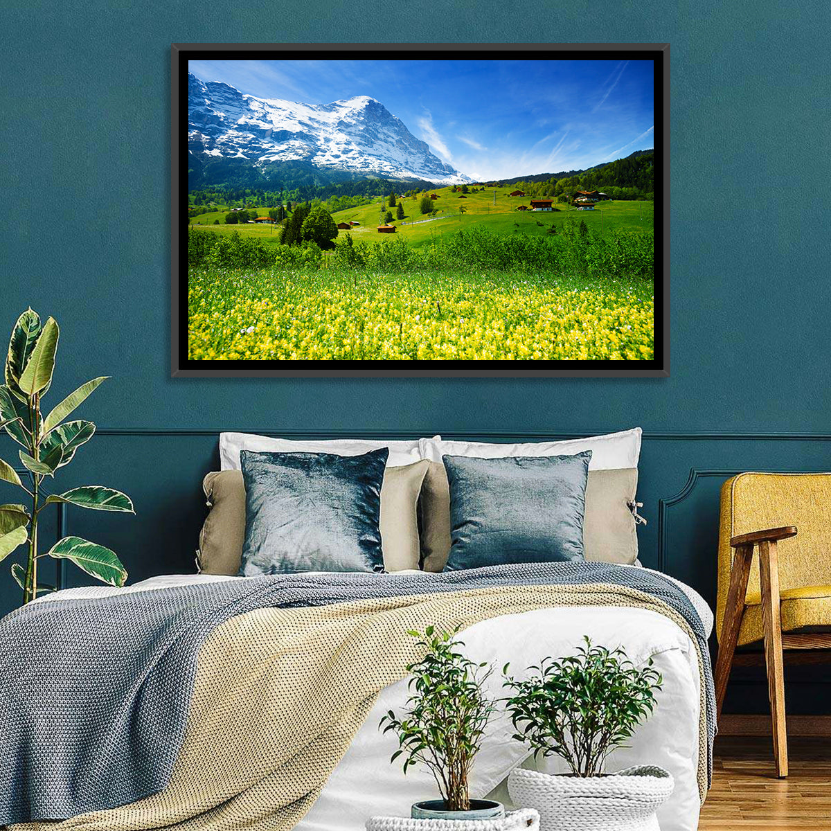 Alpine Wildflower Meadow Wall Art in a room, landscape