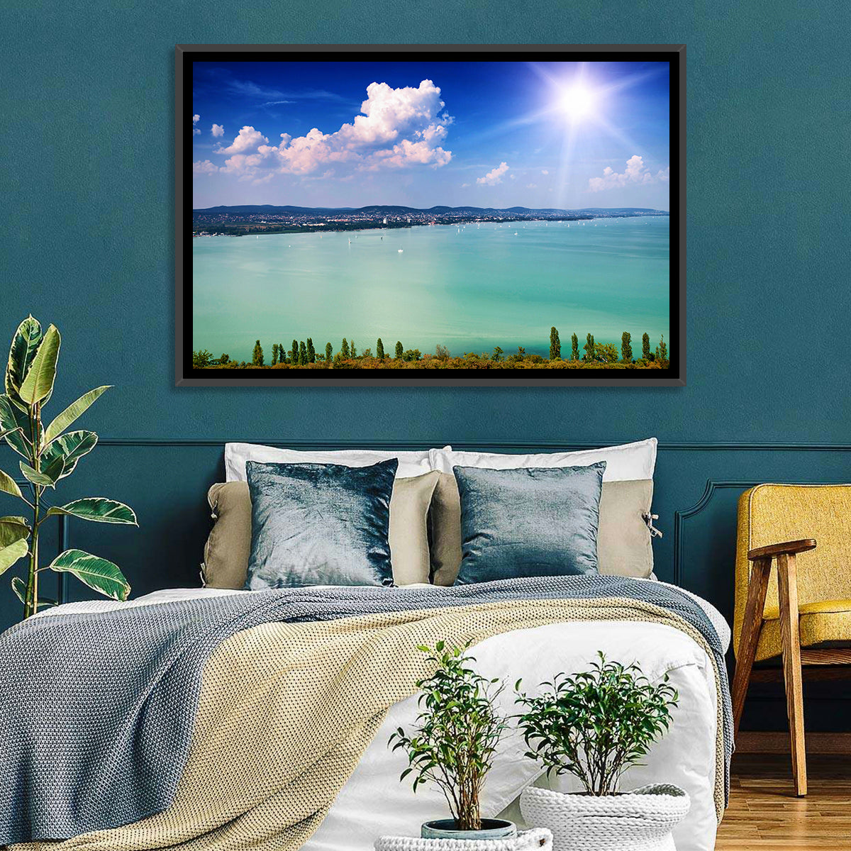 Tihany View Lake Balaton Wall Art in a room, landscape