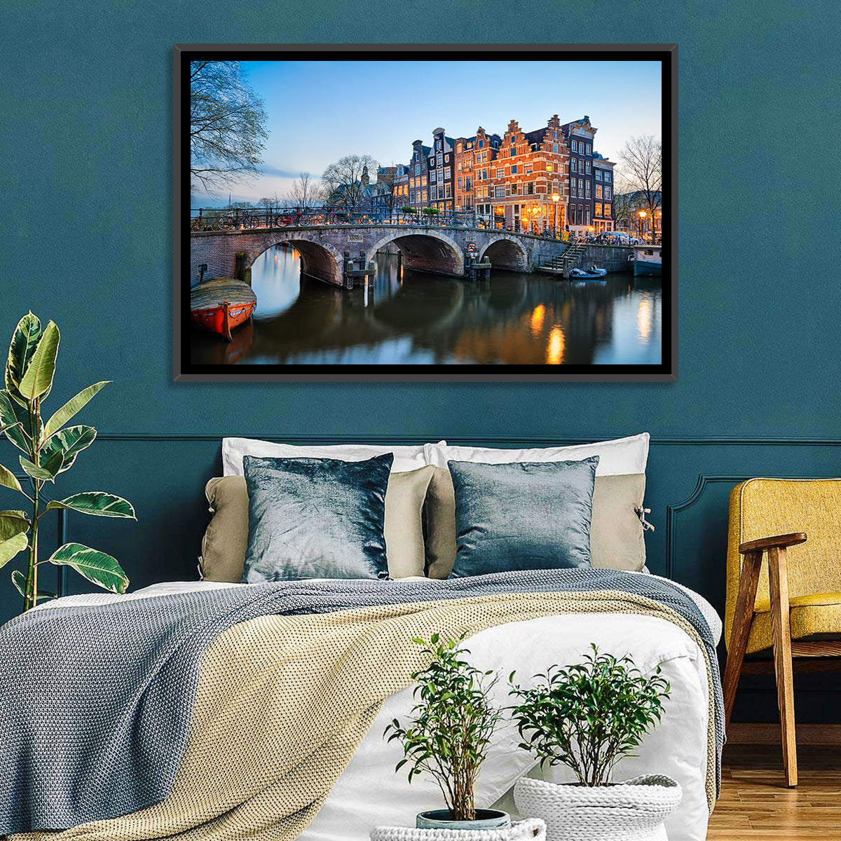 Brouwersgracht Canal Bridge at Dusk Wall Art