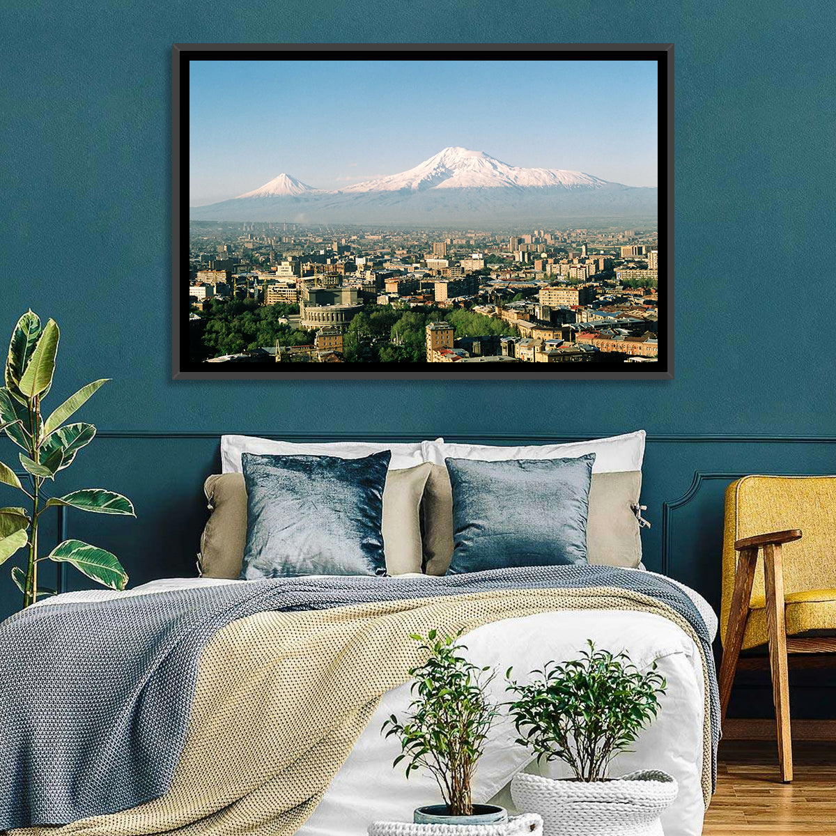 Mount Ararat Over Yerevan Wall Art in a room, landscape