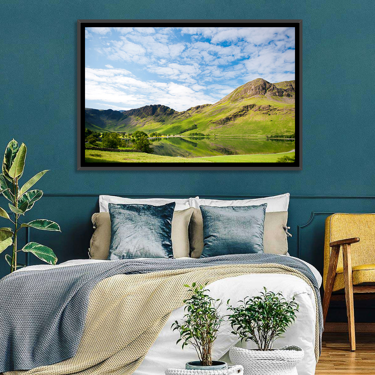 Haystacks Reflection at Buttermere Wall Art in a room, landscape