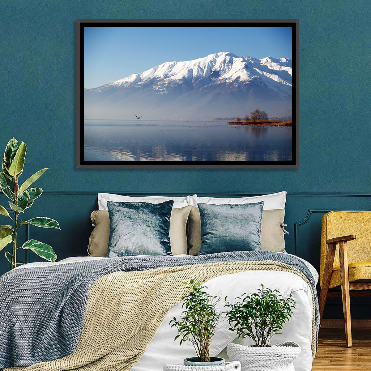 Lake Como Reflection Wall Art in a room, landscape
