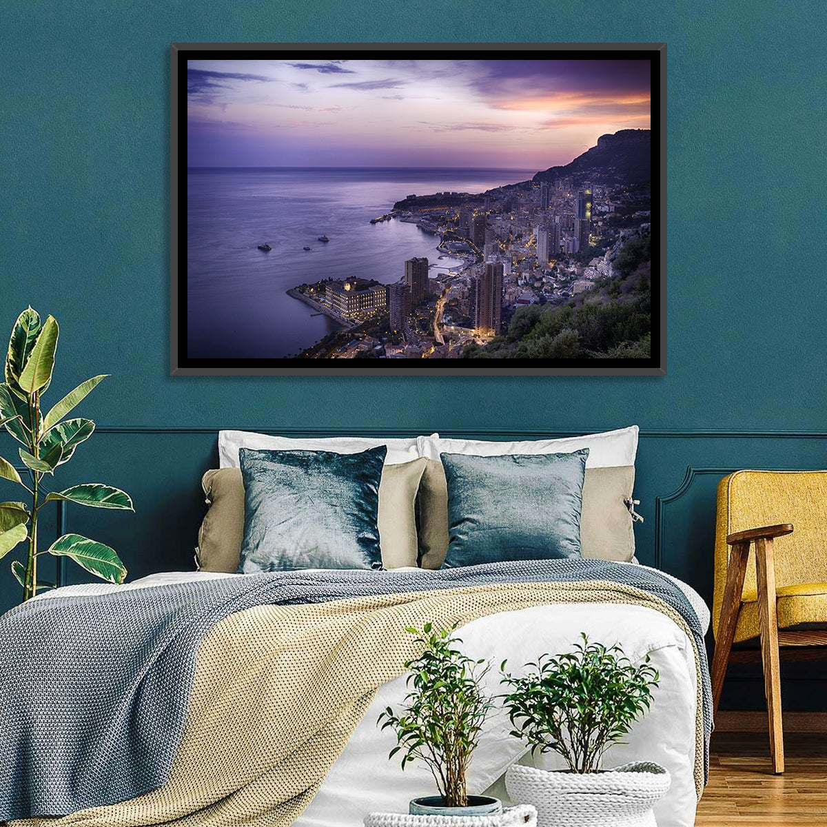 Monte Carlo at Dusk Wall Art in a room, landscape