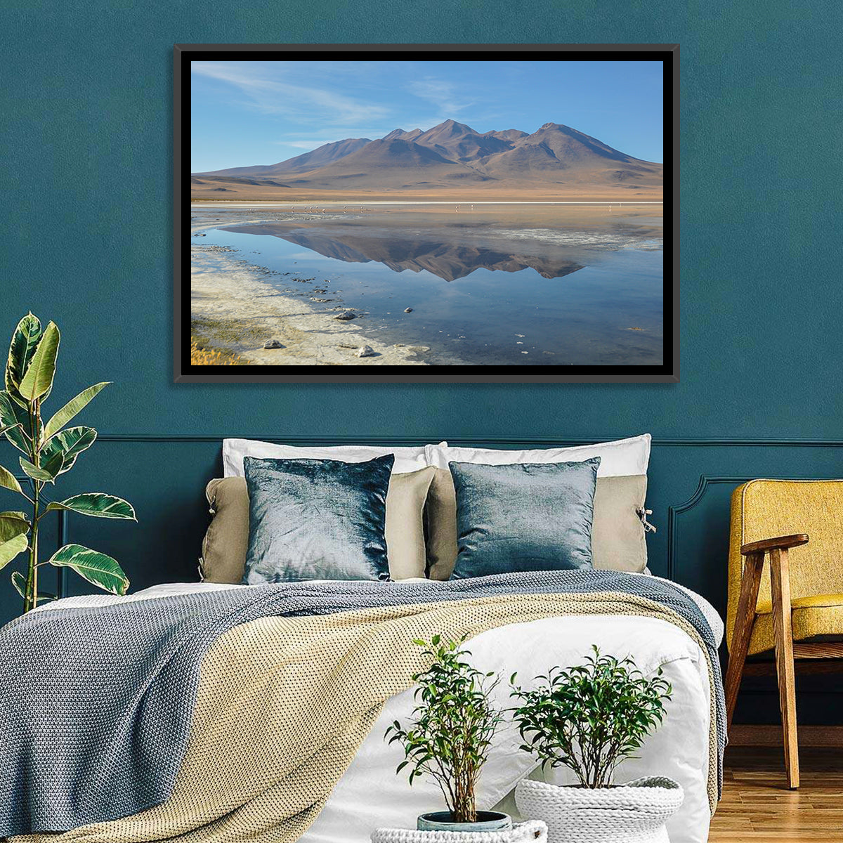 Sur Lipez Salt Lake Reflection Wall Art in a room, landscape