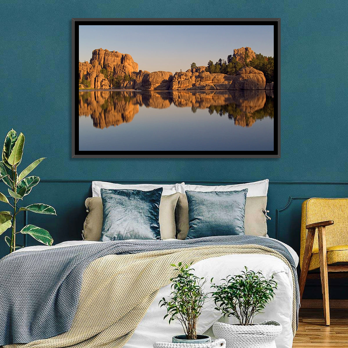 Sylvan Lake Reflection Wall Art in a room, landscape