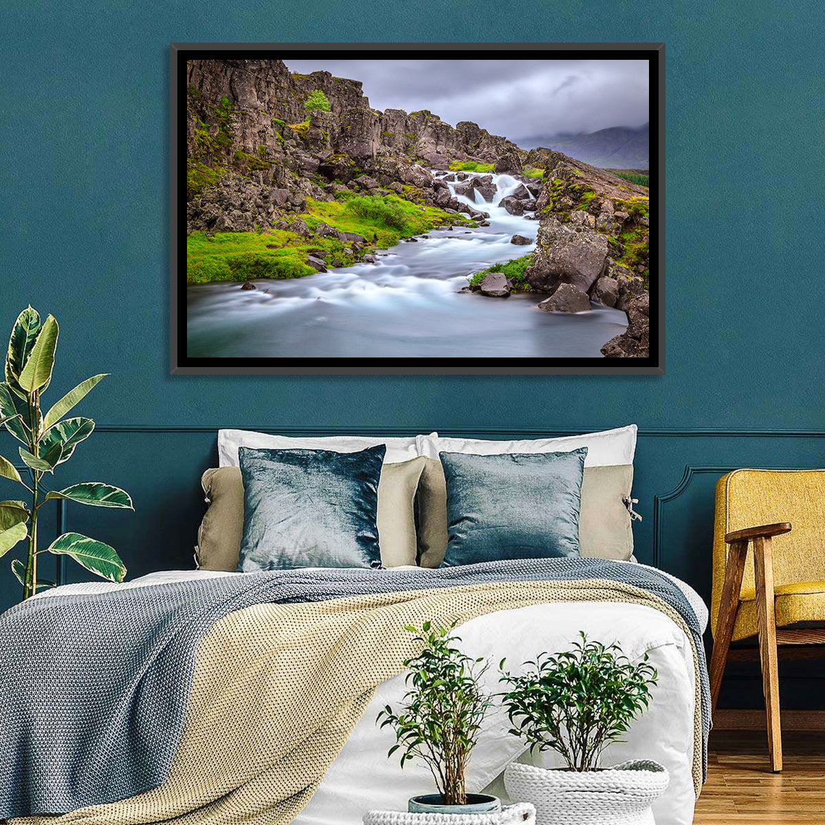 Öxarárfoss Stream, Þingvellir Wall Art in a room, landscape