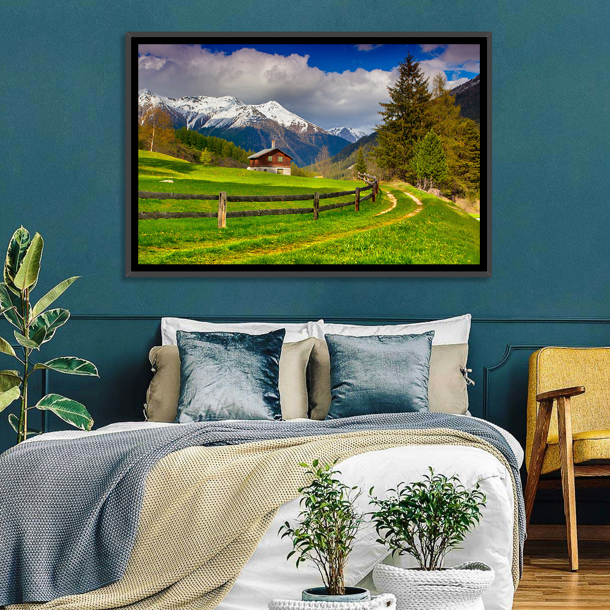 Alpine Meadow Cabin, Swiss Alps Wall Art