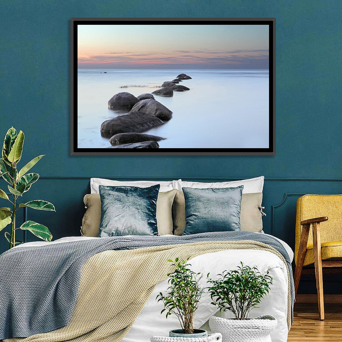Baltic Sea Stones Wall Art in a room, landscape