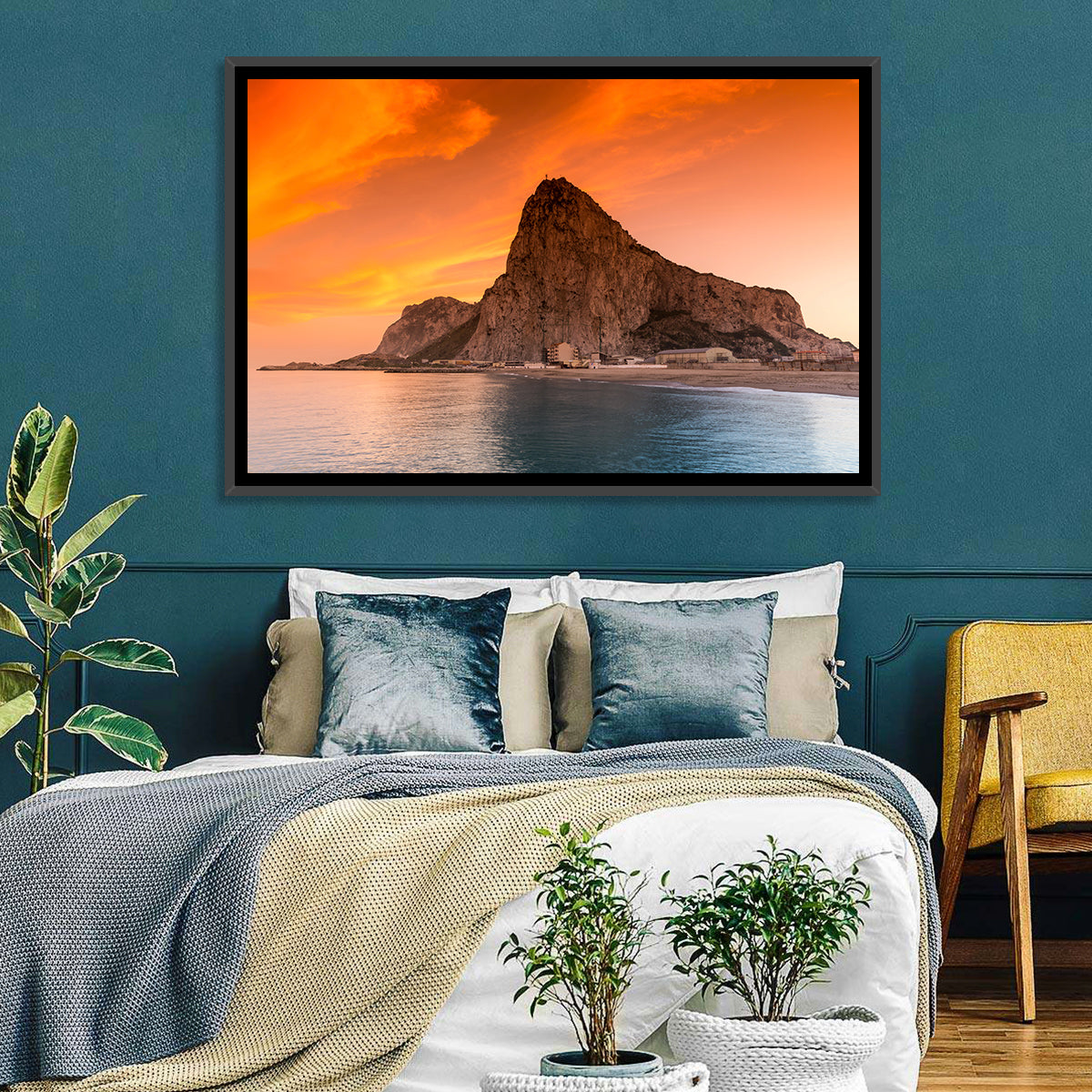 Rock of Gibraltar at Sunset Wall Art in a room, landscape