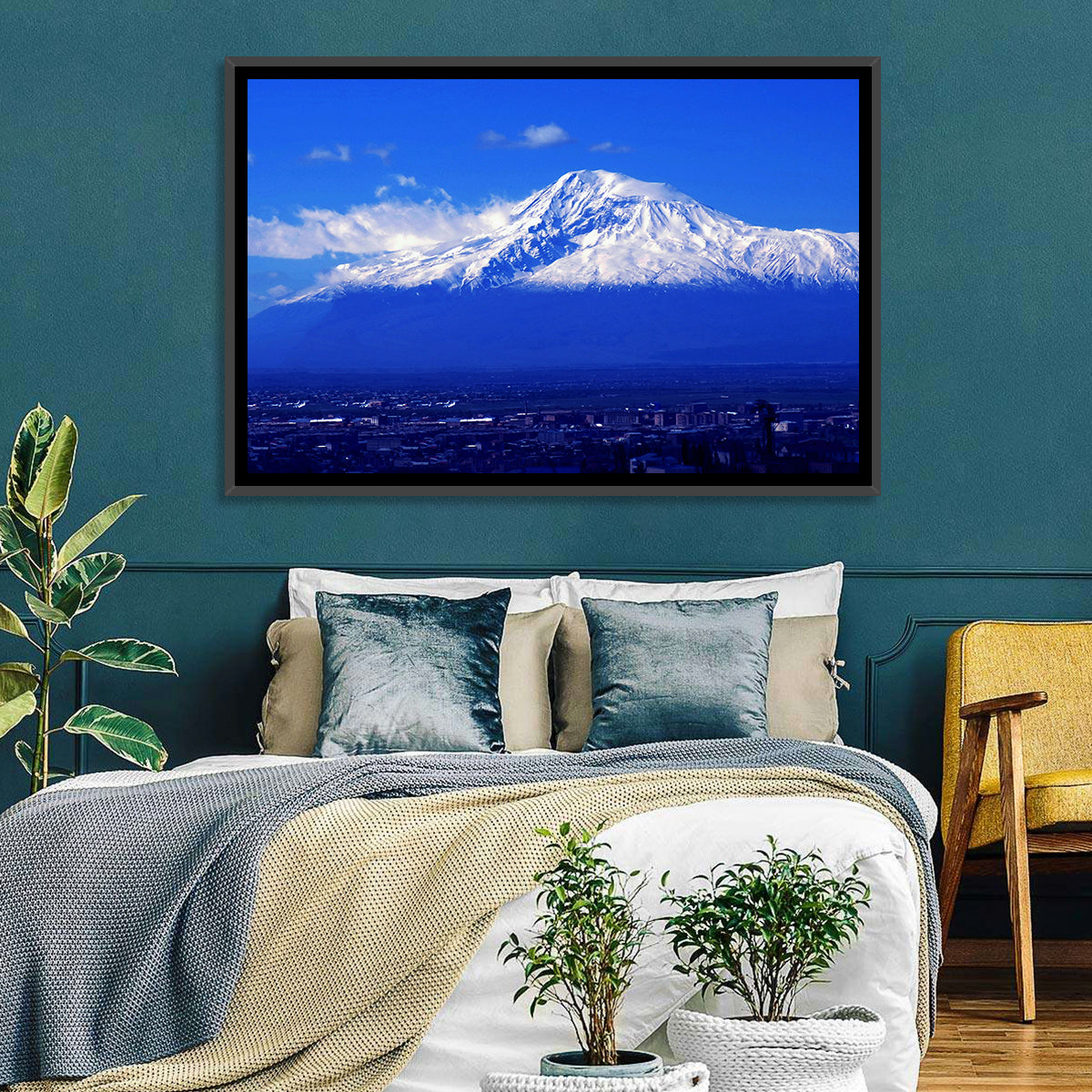 Mount Ararat Over Yerevan Wall Art in a room, landscape