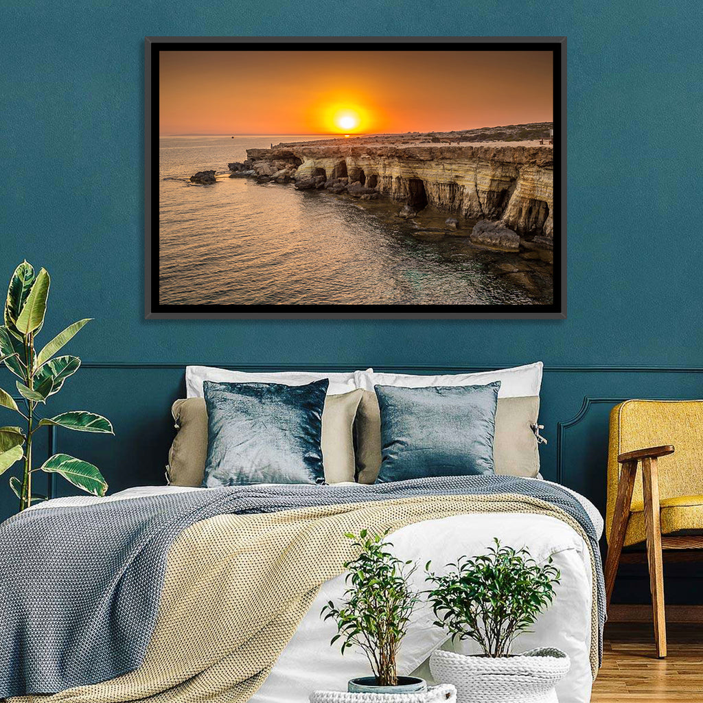 Sunset Over Sea Caves Wall Art