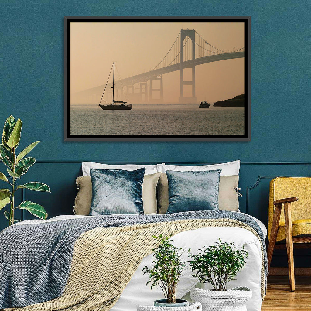 Newport Bridge in Golden Haze Wall Art