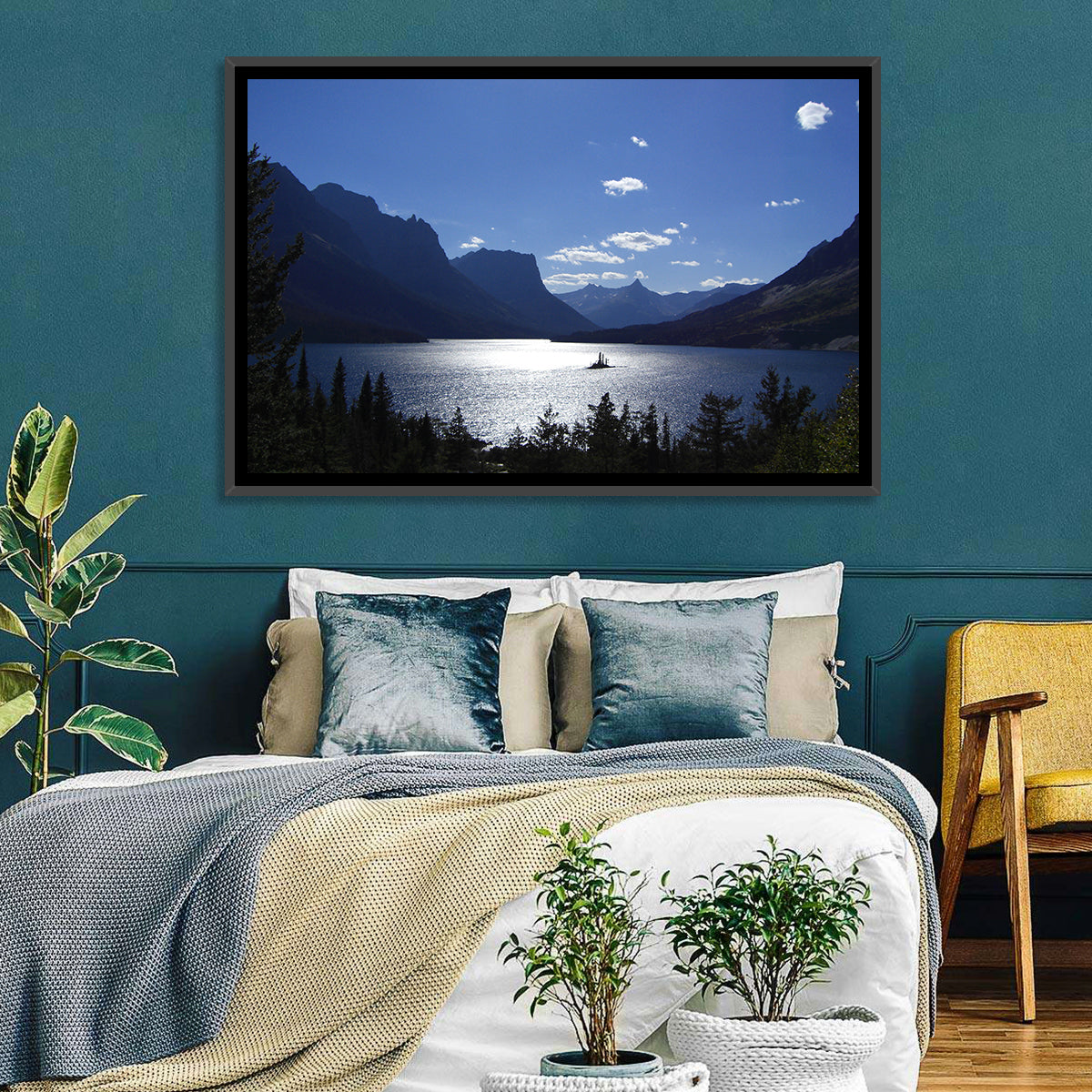 Wild Goose Island, St. Mary Lake Wall Art in a room, landscape