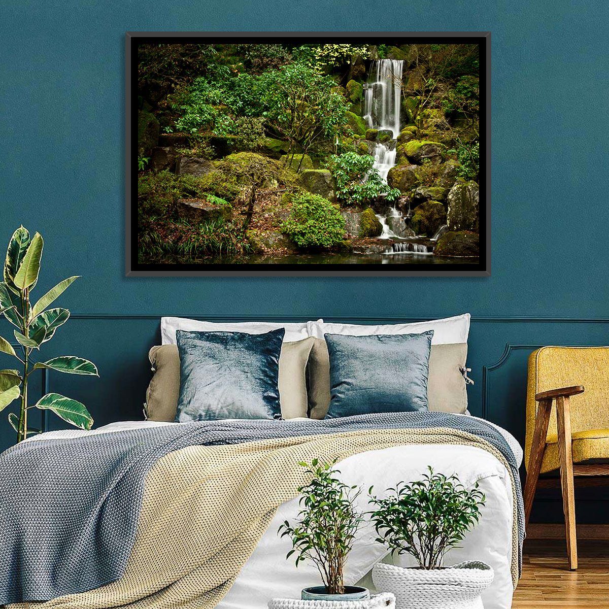 Secluded Mossy Waterfall Wall Art