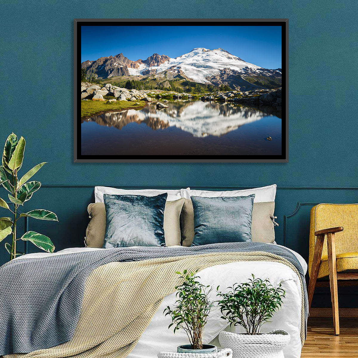 Snow-capped Mount Baker Wall Art in a room, landscape