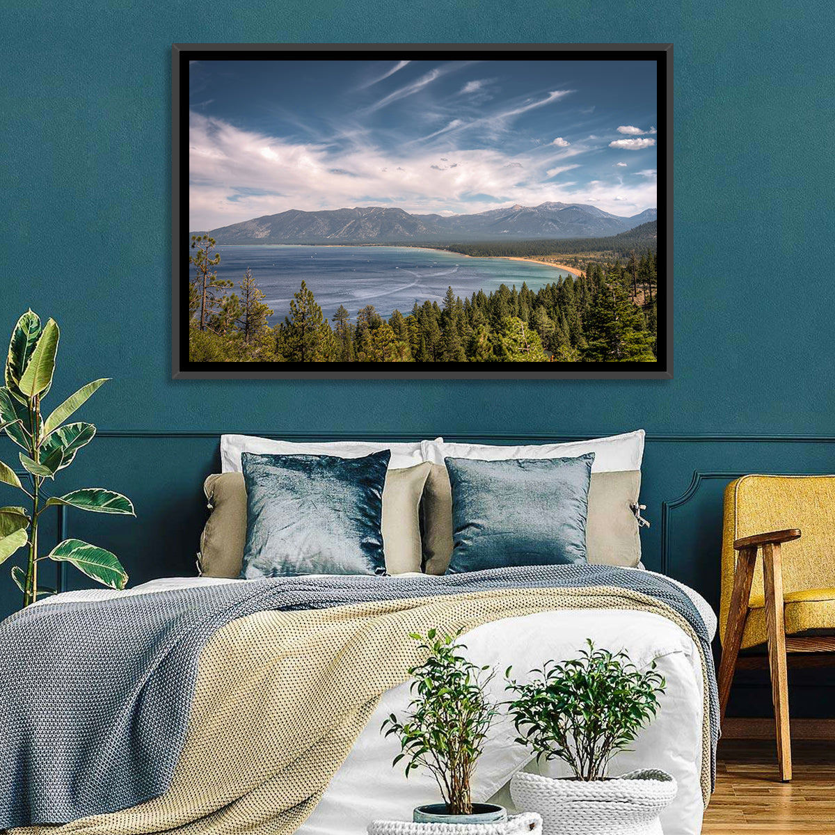 Pines Above a Blue Lake Wall Art