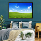 Rolling Green Meadow Under Blue Sky Wall Art