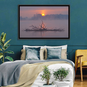 Misty Lake Sunrise Wall Art