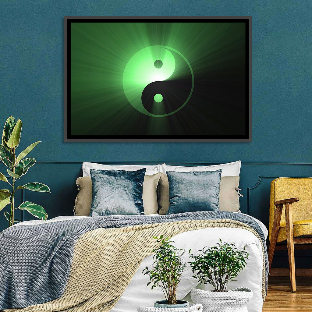 Green Glowing Yin Yang Wall Art