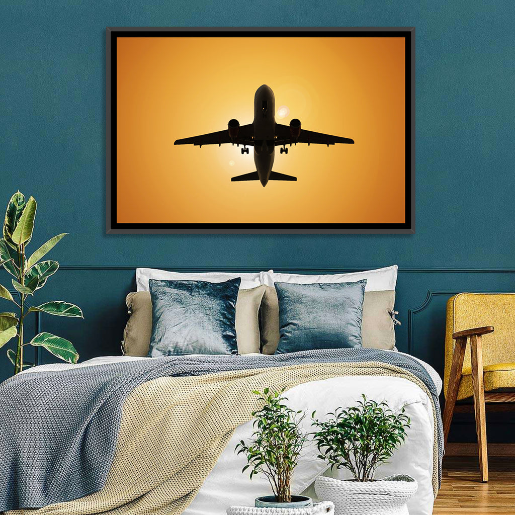 Sunset Jet Silhouette Wall Art