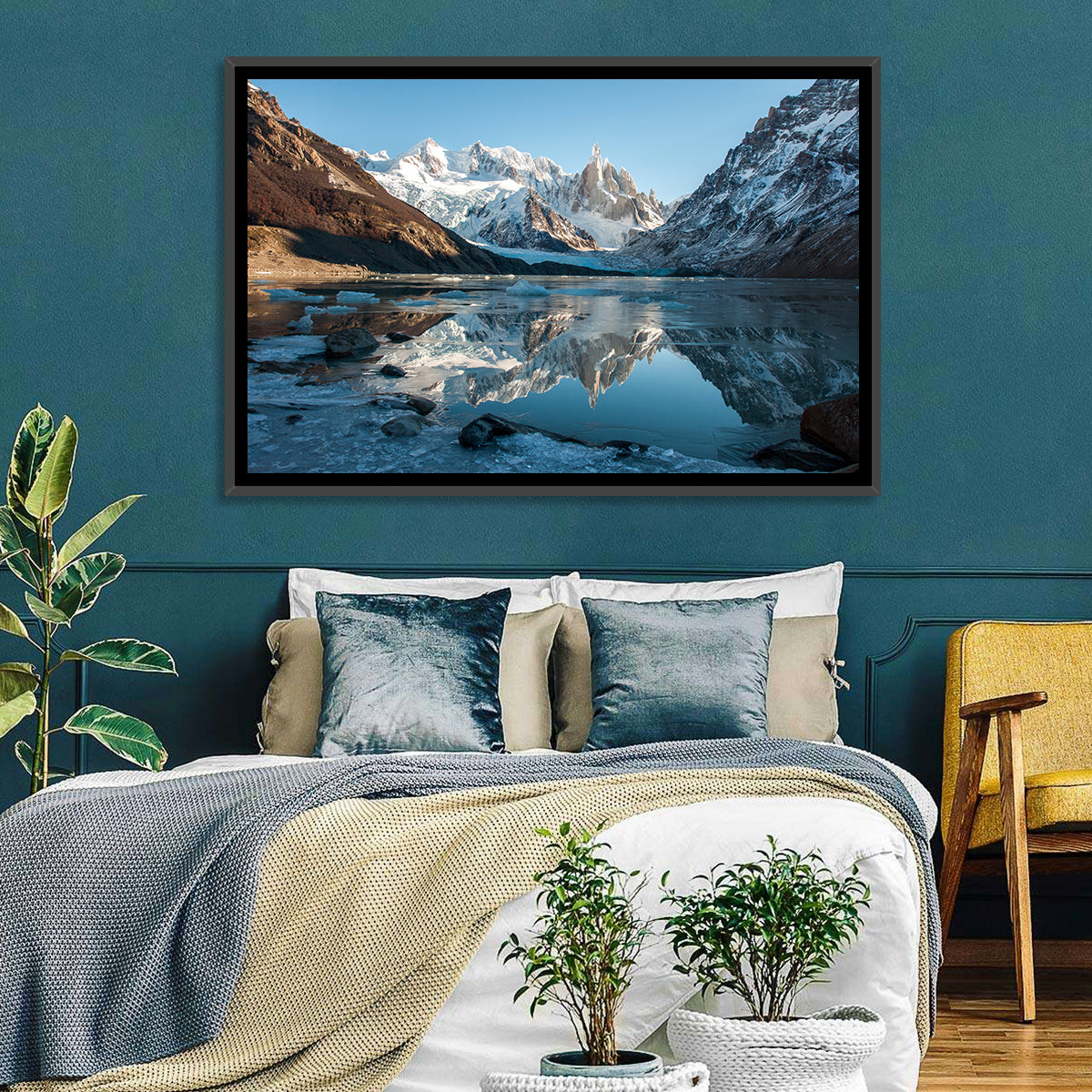 Cerro Torre Reflection, Laguna Torre Wall Art in a room, landscape