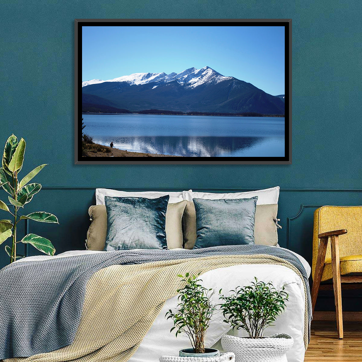 Lake Dillon Reflection Wall Art in a room, landscape
