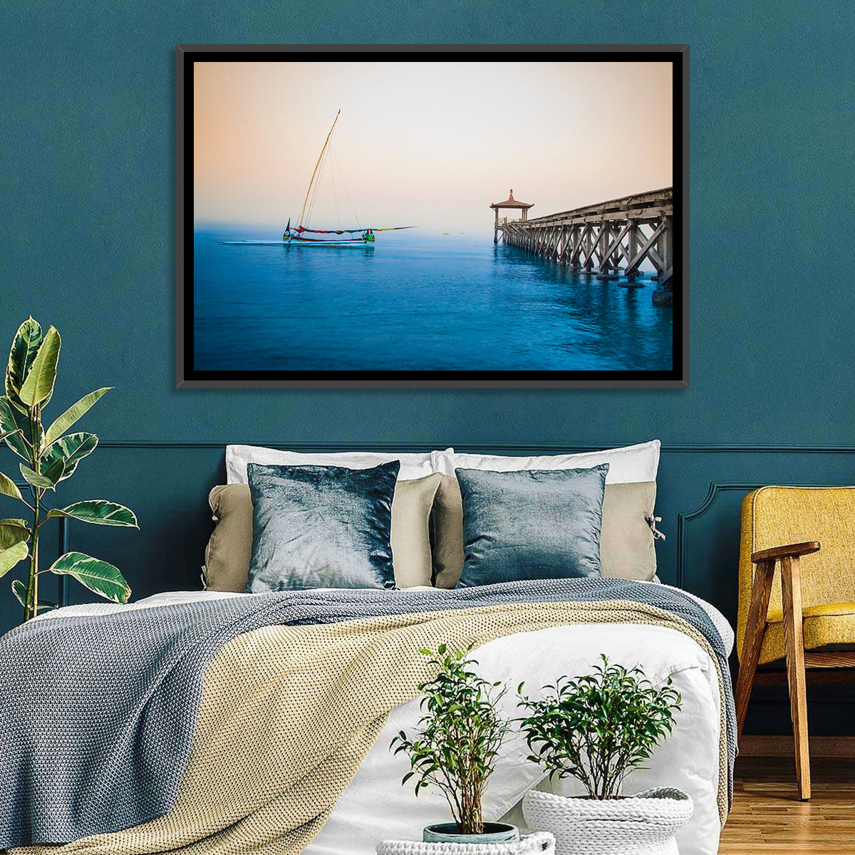 Outrigger Boat and Pier Wall Art