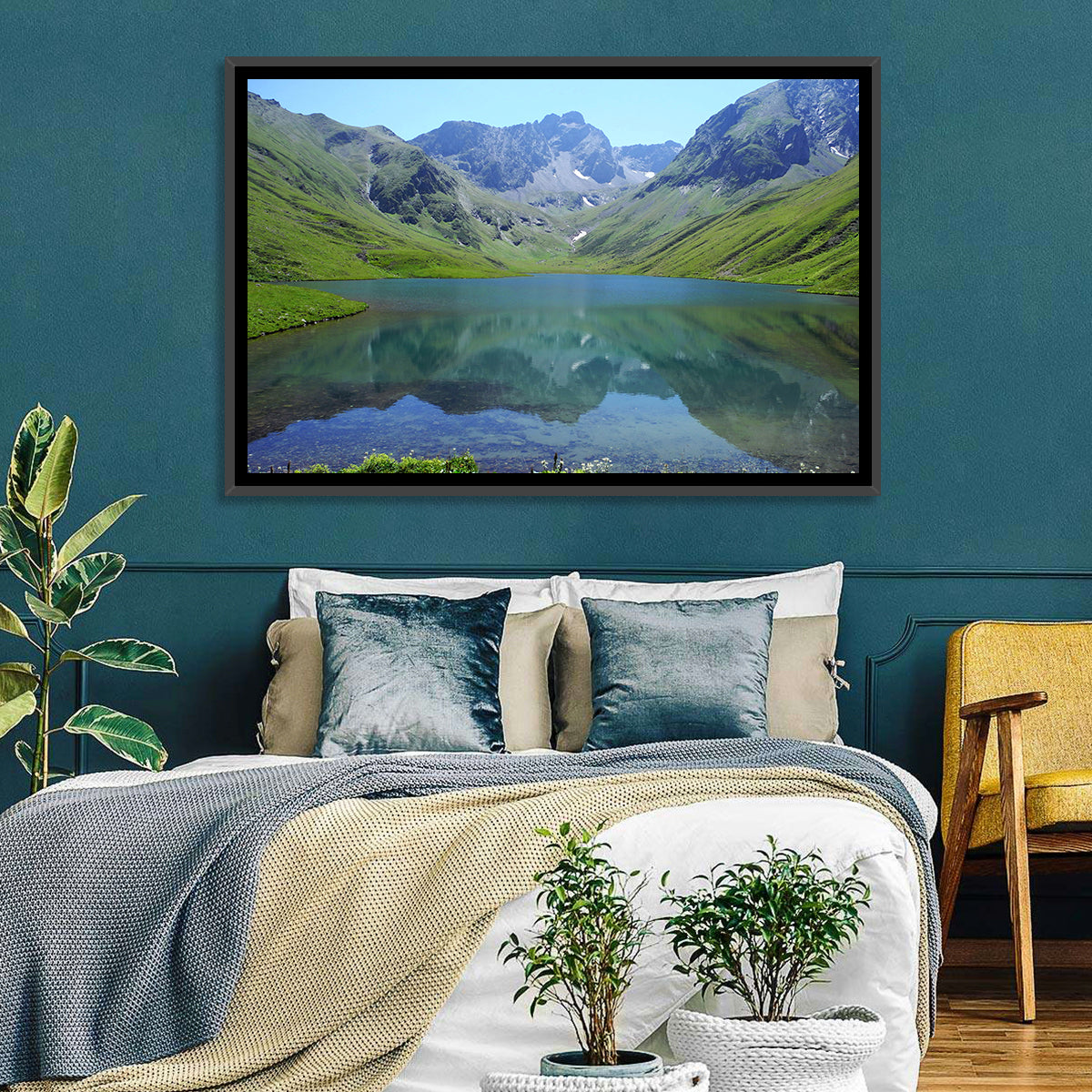 Urup Lake Reflection Wall Art in a room, landscape