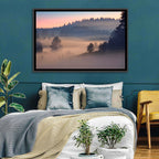 Misty Sunrise Forest Wall Art