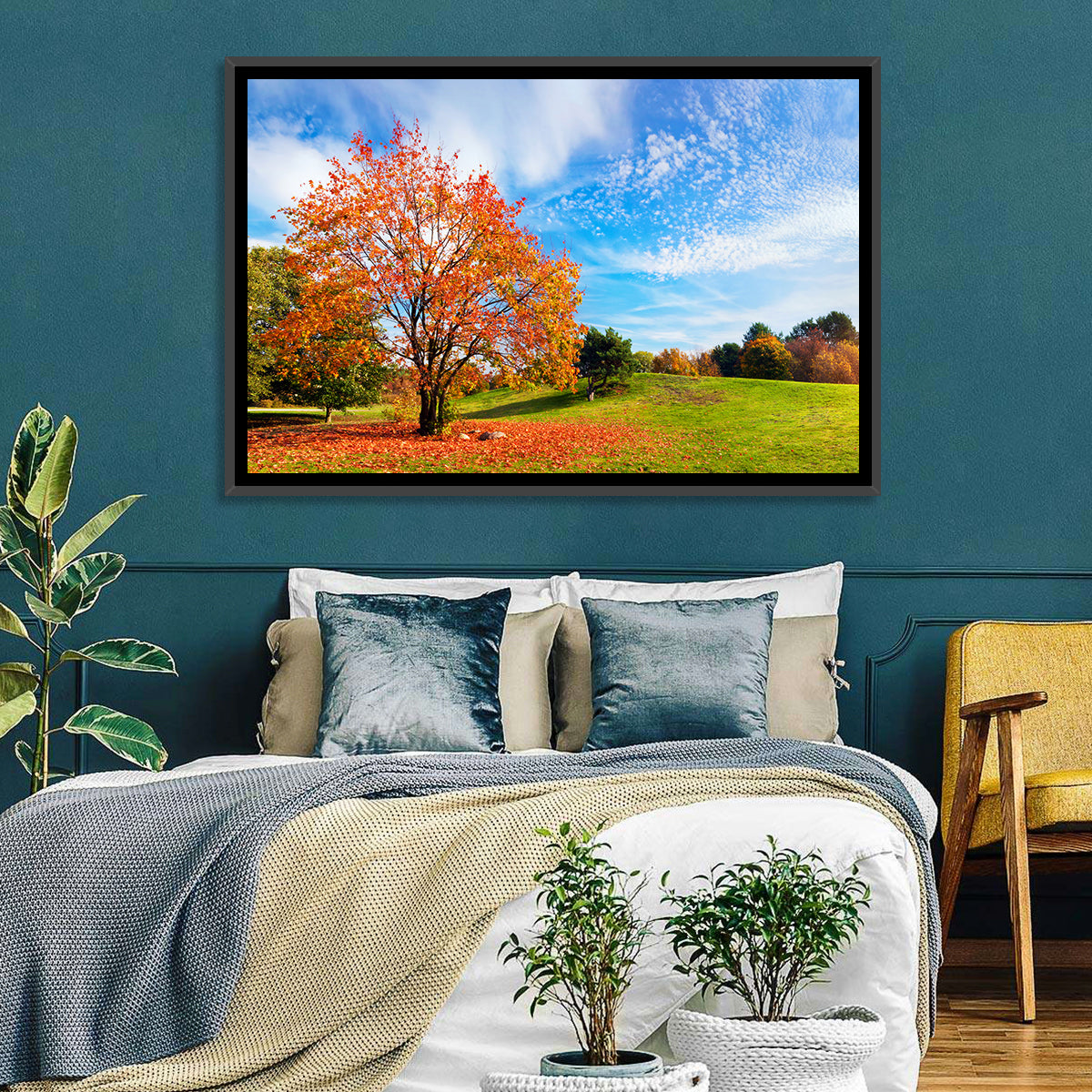 Orange Maple on Rolling Hill Wall Art