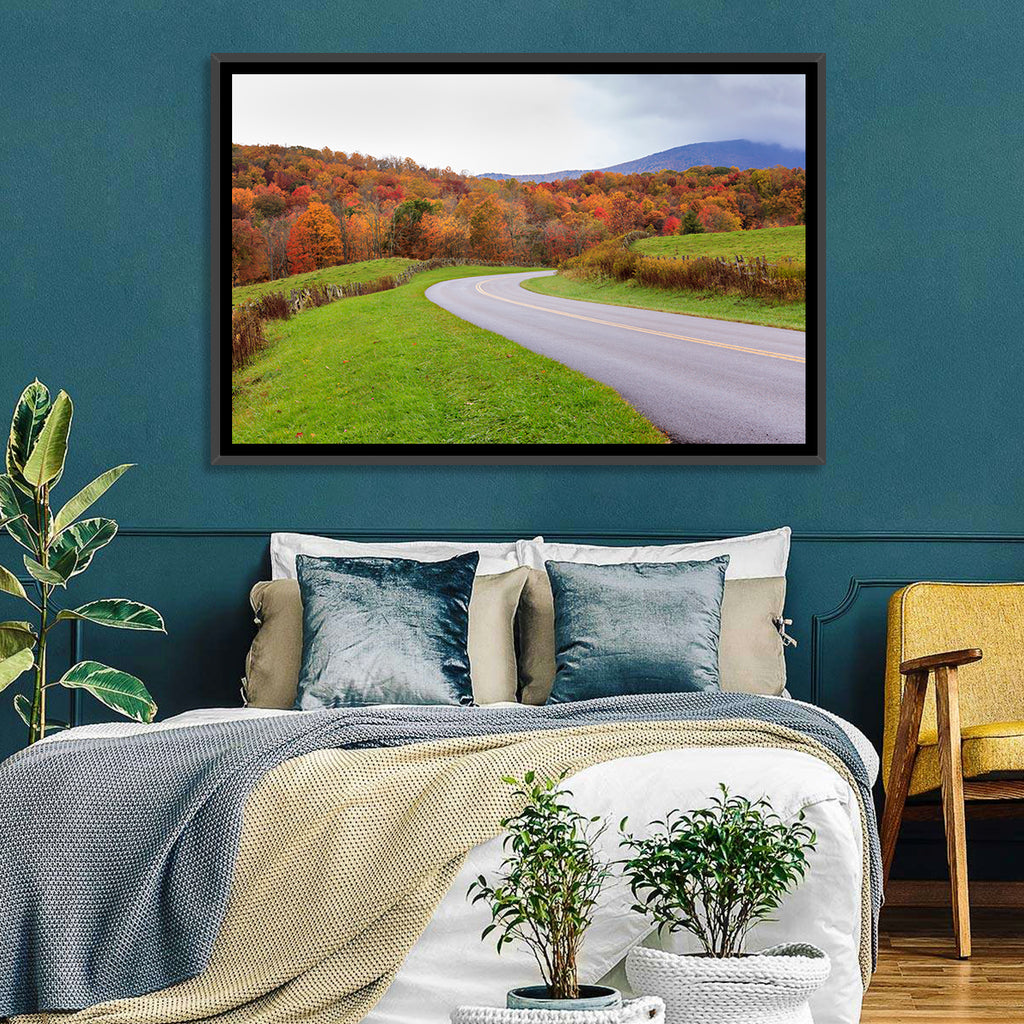 Curving Road Through Autumn Meadow Wall Art