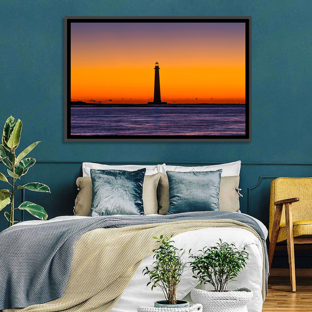 Minimalist Lighthouse Silhouette at Twilight Wall Art
