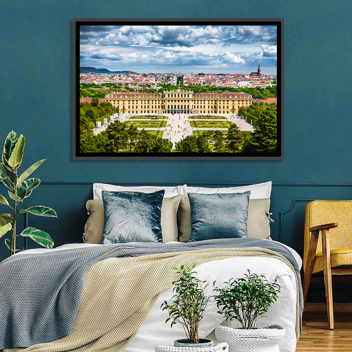 Schönbrunn Palace and Great Parterre Gardens Wall Art in a room, landscape