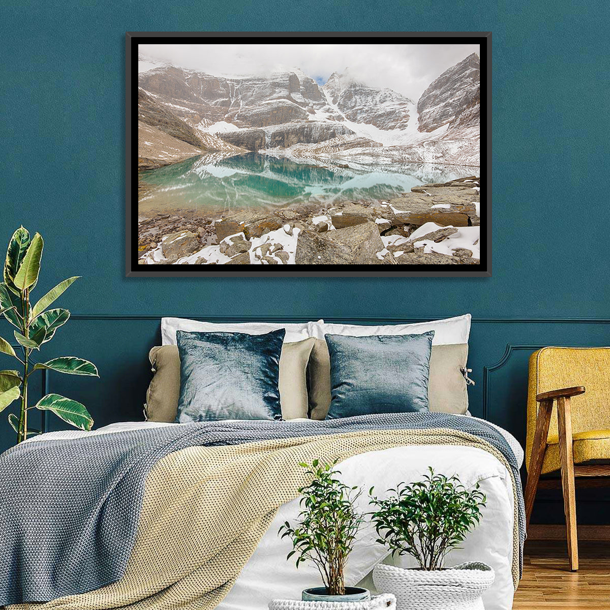 Lake Oesa Reflection Wall Art in a room, landscape