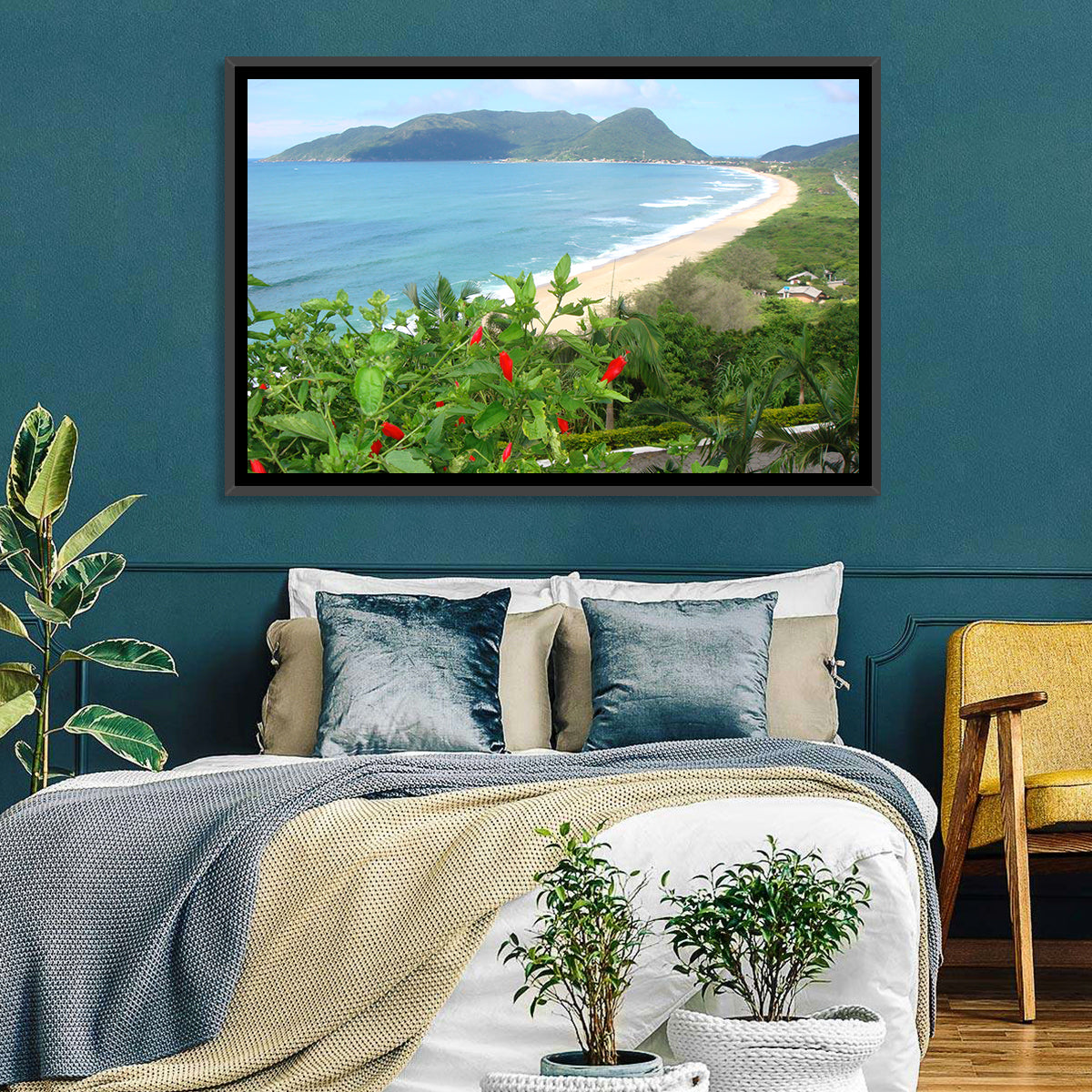 Armacao Beach Scene Wall Art in a room, landscape