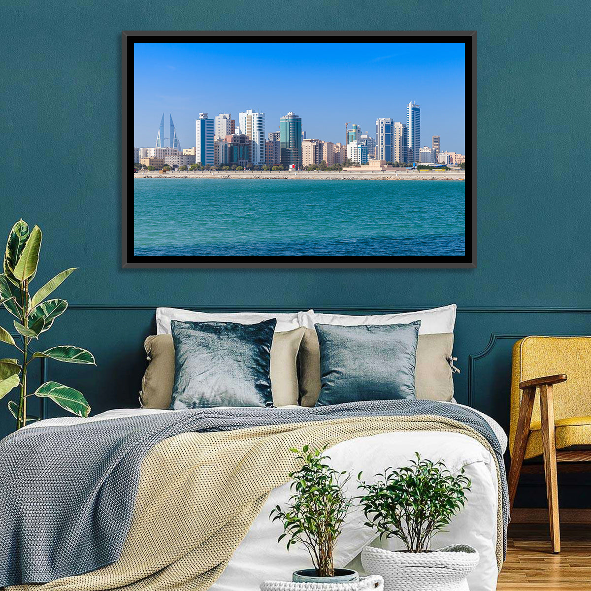 Manama Skyline, Bahrain Wall Art in a room, landscape
