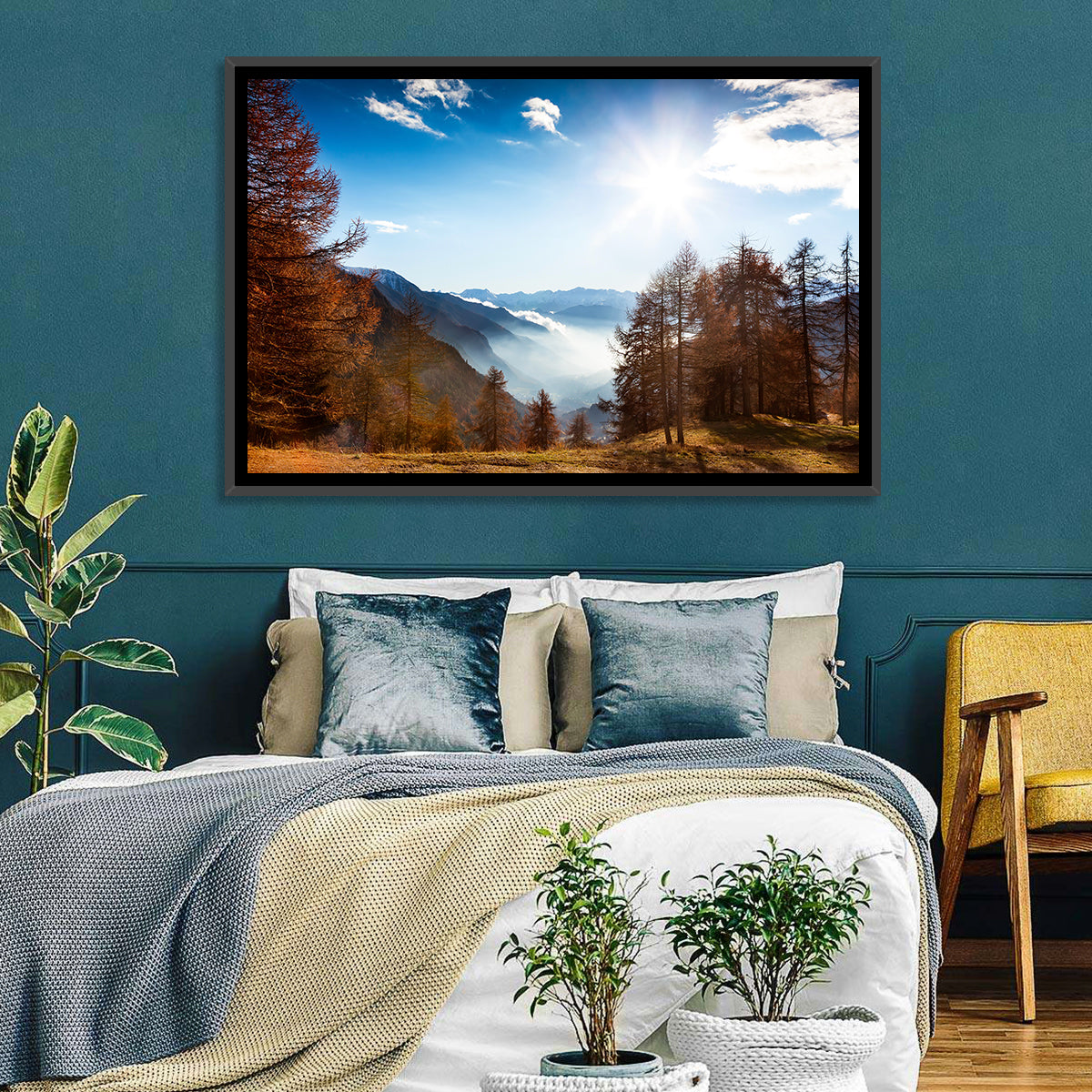 Val D Aosta Valley Morning Light Wall Art in a room, landscape