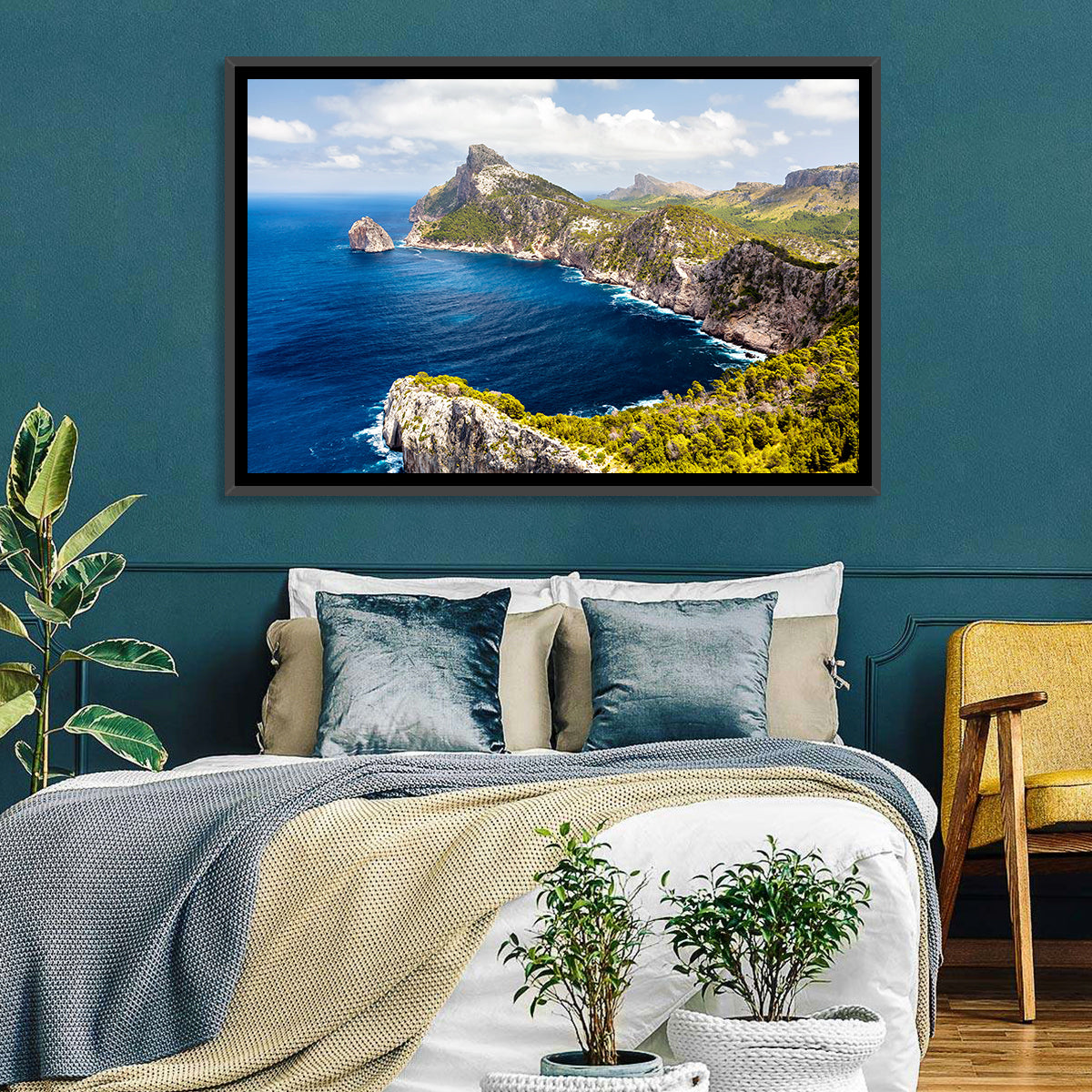 Cap De Formentor Cliffs Wall Art in a room, landscape