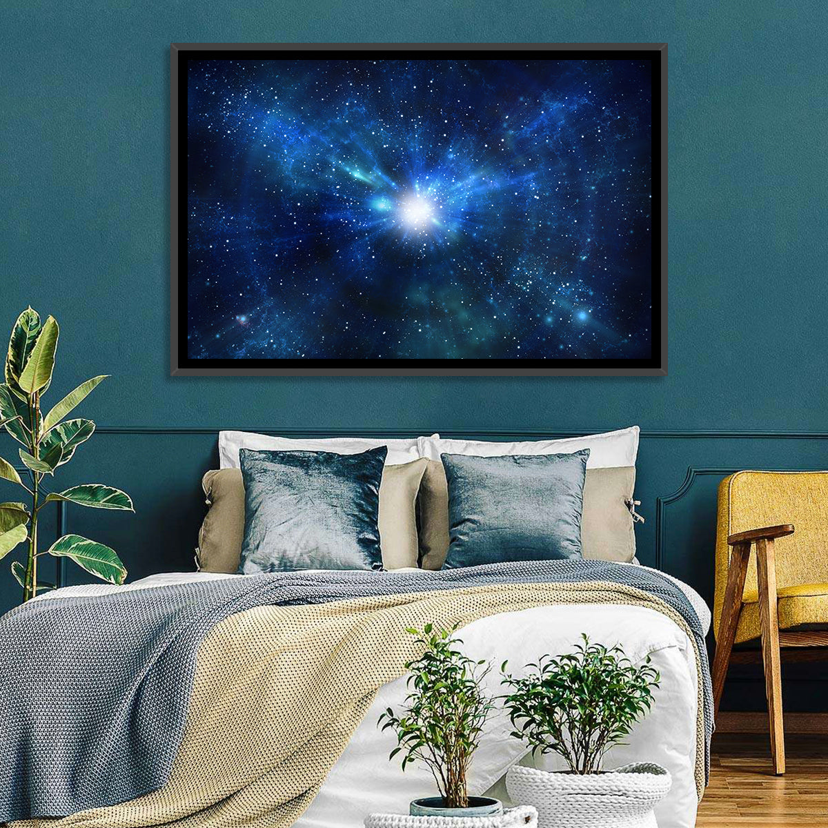 Lightspeed Galaxy Burst Wall Art in a room, landscape