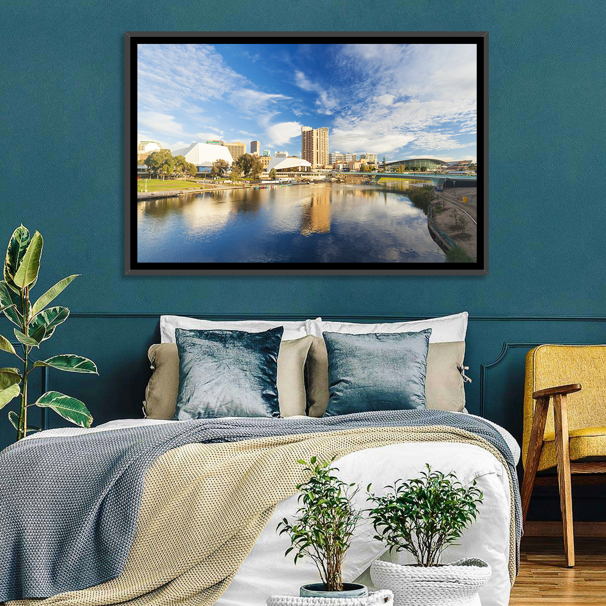 Adelaide River Torrens Skyline Wall Art in a room, landscape