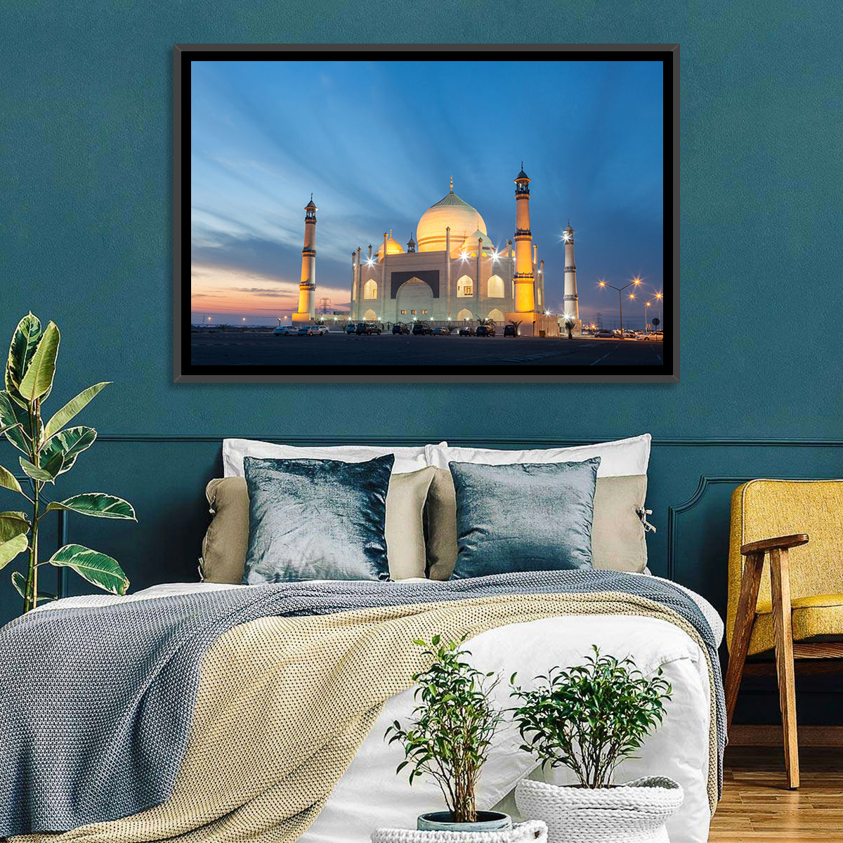 Siddiqa Fatima Zahra Mosque at Dusk Wall Art in a room, landscape