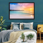 Overwater Bungalows at Sunset Wall Art