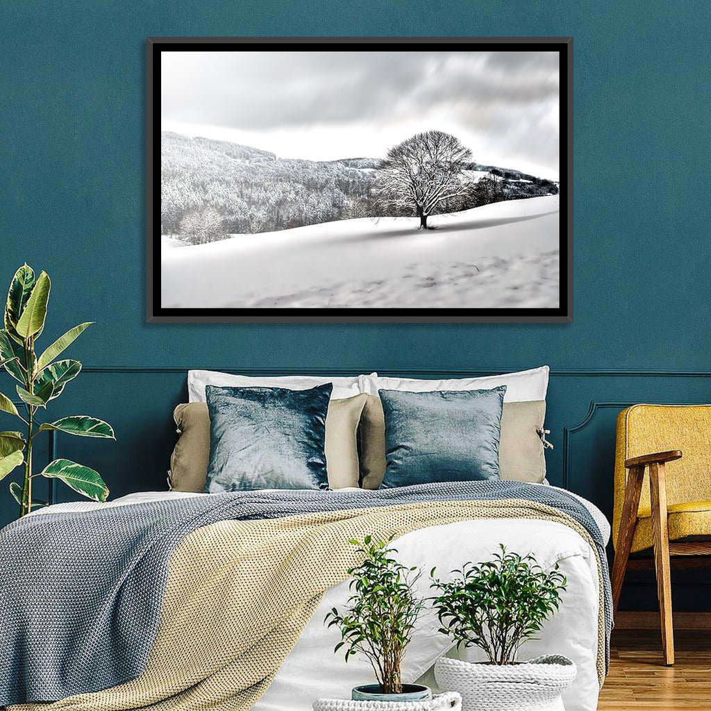 Solitary Snowy Tree Landscape Wall Art
